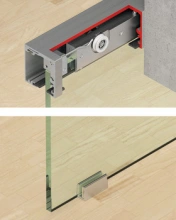 Hafele<br />940.67.042 - Fitting Set, Slido D-Line12 120E, For 1 or 2 sliding glass doors, black anodized