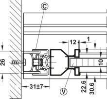 Hafele<br />940.93.225 - Wall compensating profile, Hawa