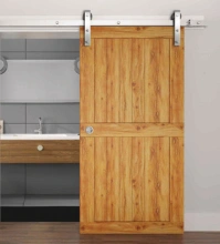 Hafele<br />941.32.025 - Flat Track Retail Set, with Straight Hanger; BD200, Satin Stainless Steel, For 1 Sliding Wood Door, Length: 2 m (6 6 3/4")