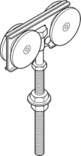 Hafele<br />942.52.011 - Metal Door Trolley Hanger, Vertical and Lateral Adjustment With Extended Pendant