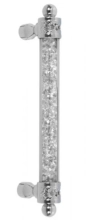 First Impressions Custom Door Pulls<br />ATL100 SWVSBR - Atlantic 100 - 1" Diameter Tubular Round Acrylic Grip Filled w/ Genuine Crystals, Filigree End Caps w/ 3/4" Ball Finials & Hourglass Mounts in Brass