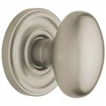 Baldwin - 5025.150 EGG KNOB WITH 5048 ROSE - SATIN NICKEL - Complete Pre-Configured Set With Knobs, Roses, Latch & 2 1/8 Adapter 5025150