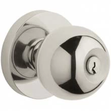 Baldwin<br />5215.055 - Contemporary knob w/ Contemporary rose - Keyed Entry - Lifetime Polished Nickel 5215055