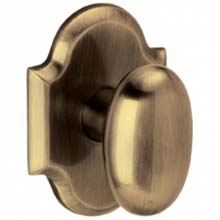 Baldwin - OVAL KNOB WITH R030 ARCHED ROSE - Satin Brass and Black 5024050