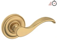 Baldwin - 5455V.033.PASS IN STOCK - Wave Lever with 5048 Rose - Passage Set, Vintage Brass Finish 5455V033PASS Quick Ship