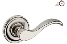 Baldwin - 5455V.056.PASS IN STOCK - Wave Lever with 5048 Rose - Passage Set, Lifetime (PVD) Satin Nickel Finish 5455V056PASS Quick Ship