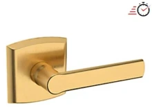 Baldwin - 5485V.044.PASS IN STOCK - Soho Lever with R026 Rose - Passage Set, Lifetime (PVD) Satin Brass Finish 5485V044PASS Quick Ship