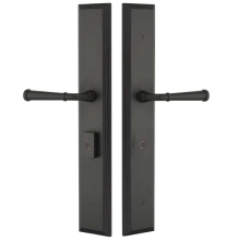 Emtek<br />1L1M14 - Melrose Large Rectangular Plates 2.5" x 17.5" - Non-Keyed Fixed Handle Outside, Operating Handle Inside, Hub Below Handle