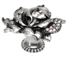 Carpe Diem Cabinet Knobs - 2303H   2-1/4"  - Large rose knob w/ Swarovski Crystals w/ halo platform