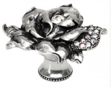 Carpe Diem Cabinet Knobs - 2303  2-1/4" - Large rose knob with Swarovski Crystals