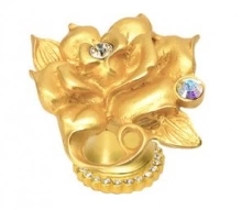 Carpe Diem Cabinet Knobs - 2308H    1-5/8" - Medium rose knob with Swarovski Crystals with halo platform