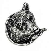 Carpe Diem Cabinet Knobs - 2501  2-1/8"  - Large Bear Head knob with fish in mouth 