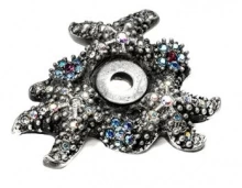 Carpe Diem Cabinet Knobs - 22022617  2"  - Star fish knob & sea anemones back plate with Swarovski Crystals