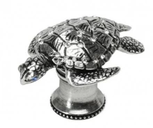 Carpe Diem Cabinet Knobs - 2654   1-15/16th" - Neptune Sea Turtle knob with Swarovski Crystals