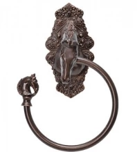 Carpe Diem Cabinet Knobs - 3810  8-1/4"  -  Horse with tularosa back plate swing towel ring left 