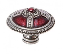 Carpe Diem Cabinet Knobs - 431RR  1-1/2"  - Vortice Glaze large round knob with Ruby Red glaze