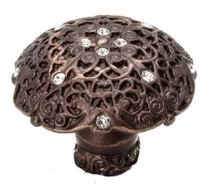 Carpe Diem Cabinet Knobs - 4514   1-9/16"  - Monticello large round knob with Swarovski Crystals