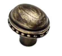 Carpe Diem Cabinet Knobs - 713  1 1/4" - Classic large oval knob with beaded rim 
