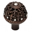 Carpe Diem Cabinet Knobs<br />7612B  1-7/16"  - Versailles large Round knob Fleur De Lys open basket with Swarovski Crystals and Cabochon stone