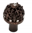 Carpe Diem Cabinet Knobs<br />7613B   1-1/8" -  Versailles medium Round Knob Fleur De Lys open basket with Swarovski Crystals