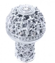 Carpe Diem Cabinet Knobs - 7615  1-7/16" - Versailles large Round Knob Fleur De Lys open basket with Swarovski Crystals