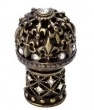 Carpe Diem Cabinet Knobs<br />7616  1-1/8" - Versailles medium round knob Fleur De Lys open basket decorative column foot with Swarovski Crystals