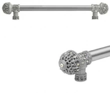 Carpe Diem Cabinet Knobs - 7650   24"  - Versailles large finial 22" c to c appliance/long pull; 5/8" smooth bar with Swarovski Crystals