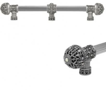 Carpe Diem Cabinet Knobs - 7664   24"  - Versailles large finial 22" c to c appliance/long pull; 5/8" smooth bar & center brace with Swarovski Crystals