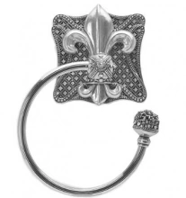 Carpe Diem Cabinet Knobs - 7726   6"  - Versailles swing towel smooth ring right with Swarovski Crystals