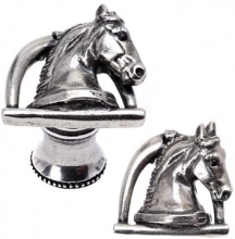 Carpe Diem Cabinet Knobs - 8003 Right   1-1/2" - Horse in stirrup with strap knob right