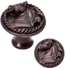 Carpe Diem Cabinet Knobs - 8028   1-3/4" - Horse in rope knob left Ranch Living Collection