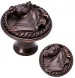 Carpe Diem Cabinet Knobs<br />8028   1-3/4" - Horse in rope knob left Ranch Living Collection