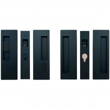 Cavilock - CL400D0452 - Cavity Sliders Magnetic Bi-Parting Pocket Door Set, Snib/Key, Matte Black, for 1-3/8" Door Thickness