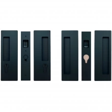 Cavilock - CL400D0455 - Cavity Sliders Magnetic Bi-Parting Pocket Door Set, Key/Key, Matte Black, for 1-3/8" Door Thickness
