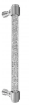 First Impressions Custom Door Pulls<br />CRS100 SWVSBR - Cristal 100 - Door Pull Handle - 1" Tubular Round Acrylic Grip Filled with Genuine Crystals, Wrap Around Hourglass Mounts and End Caps in Brass