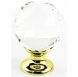 Schaub<br />70-CS-03 - Solid Brass Stargaze Crystal Round Knob, Polished Brass, 1-1/8" Diameter