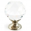 Schaub<br />70-CS-15 - Solid Brass Stargaze Crystal Round Knob, Satin Nickel, 1-1/8" Diameter