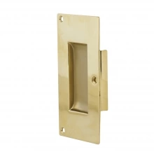 First Impressions Custom Door Pulls - DRB4 138BR - Darby 4 - Pocket Door Pull - Solid Rectangular Brass Pocket Trim Plate Set Only (Set) in Brass for 1-3/8" Door