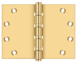 Deltana CSB4560BB<br />4 1/2" X 6" Square Hinge PAIR, Solid Brass, Ball Bearing, PVD Polished Brass