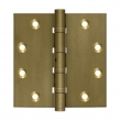 Deltana DSB45NB-Distressed<br />4 1/2" X 4 1/2" Square Hinge PAIR, Ball Bearing, Non-Removable Pin