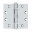 Deltana DSB45NB<br />4 1/2" X 4 1/2" Square Hinge PAIR, Solid Brass, Heavy Duty Ball Bearing, Non-Removable Pin