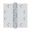 Deltana<br />DSB45NB - 4 1/2" X 4 1/2" Square Hinge PAIR, Solid Brass, Heavy Duty Ball Bearing, Non-Removable Pin