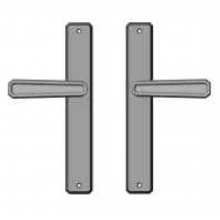 Rocky Mountain Hardware - E30465/E30465 - 1-3/4" x 11" Hammered Multi-Point Entry Set Escutcheon, American Cylinder - Full Dummy, Lever High