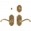 Privacy Mortise Bolt/Spring Latch Set - 2-1/2" x 5-1/2" Arched Escutcheons