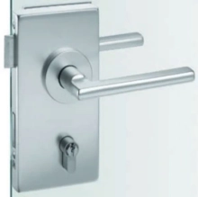 FSB Door Hardware <br />EGS-RA Aluminum - Aluminum European Glass Door Lock, Square Edge, Hard Edge Rose 2-3/16" (55mm)