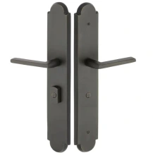 Emtek<br />1L1A12 - Sandcast Bronze Arched Style Plates 3" x 17.5" - Non-Keyed Passage, Hub Below Handle
