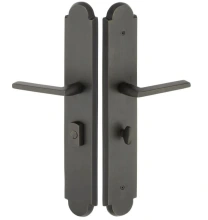 Emtek - 1L1A13 - Sandcast Bronze Arched Style Plates 3" x 17.5" - Non-Keyed American Style Thumbturn Inside, Hub Below Handle