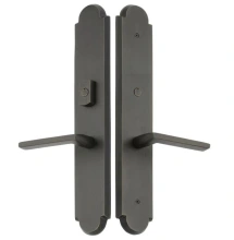Emtek - 1L1A22 - Sandcast Bronze Arched Style Plates 3" x 17.5" - Non-Keyed Passage, Hub Above Handle
