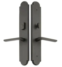 Emtek<br />1L1A23 - Sandcast Bronze Arched Style Plates 3" x 17.5" - Non-Keyed American Style Thumbturn Inside, Hub Above Handle