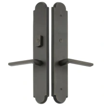 Emtek<br />1L1A24 - Sandcast Bronze Arched Style Plates 3" x 17.5" - Non-Keyed Fixed Handle Outside, Operating Handle Inside, Hub Above Handle